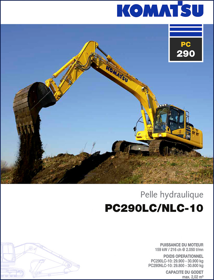 Komatsu PC290LC-10 and PC290NLC-10 Technical Manual cover for hydraulic excavator