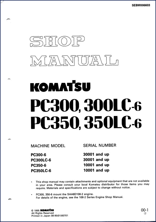 Komatsu PC300, PC300LC, PC350, PC350LC Workshop Manual – 965-page factory OEM service manual cover
