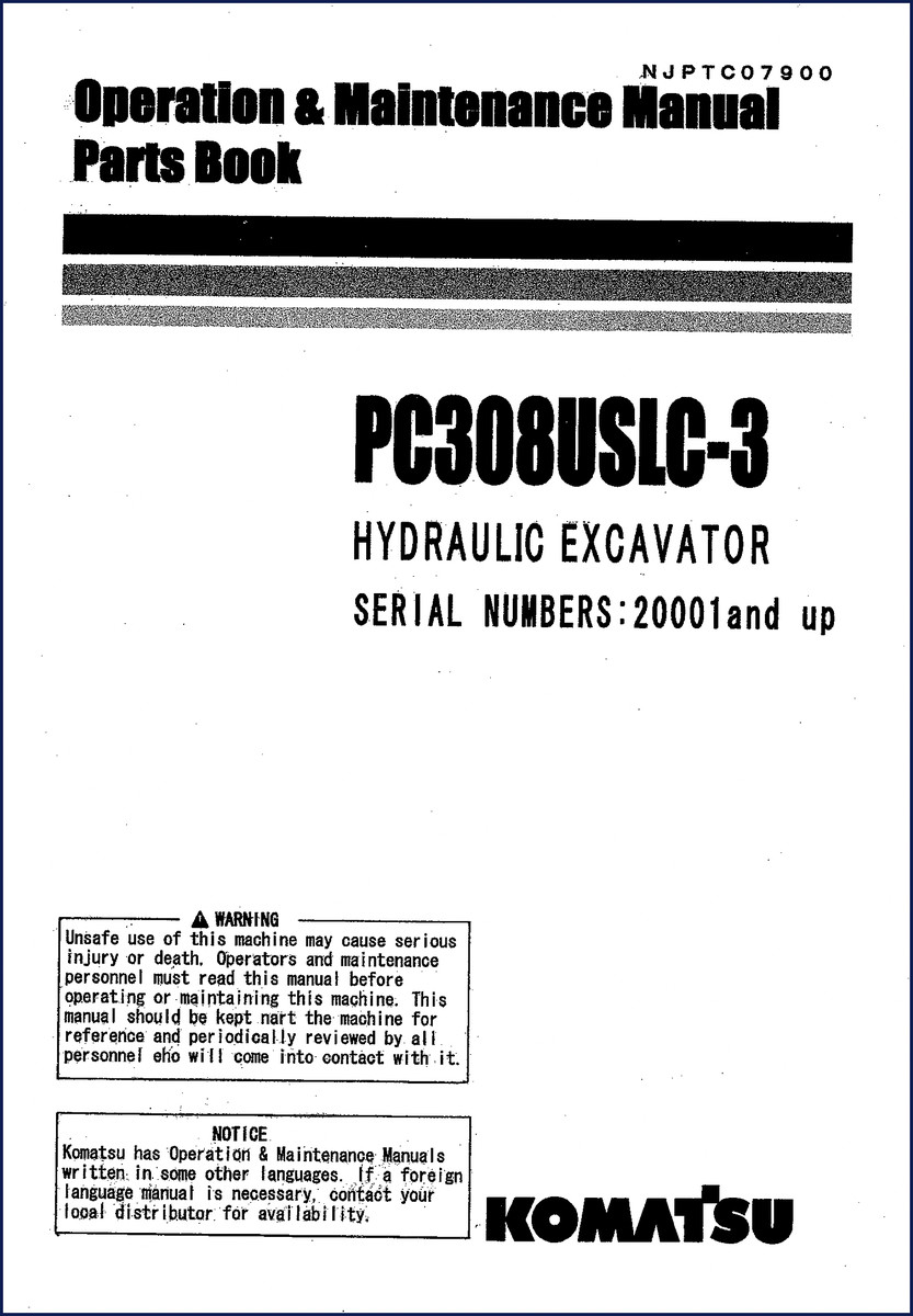 Komatsu PC308USLC-3 Operators Manual 266 pages factory OEM document cover