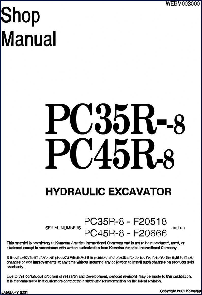 Komatsu PC35R-8 PC45R-8 2001 Service Manual cover