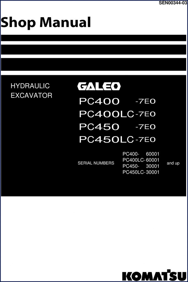 Komatsu PC400-7E0 service repair manual cover