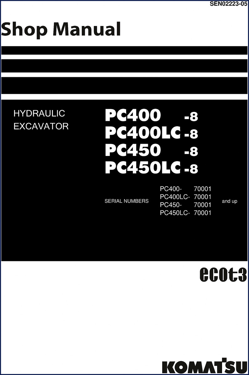 Komatsu PC400LC-8 PC450LC-8 Workshop Manual cover - 1055 pages factory OEM documentation