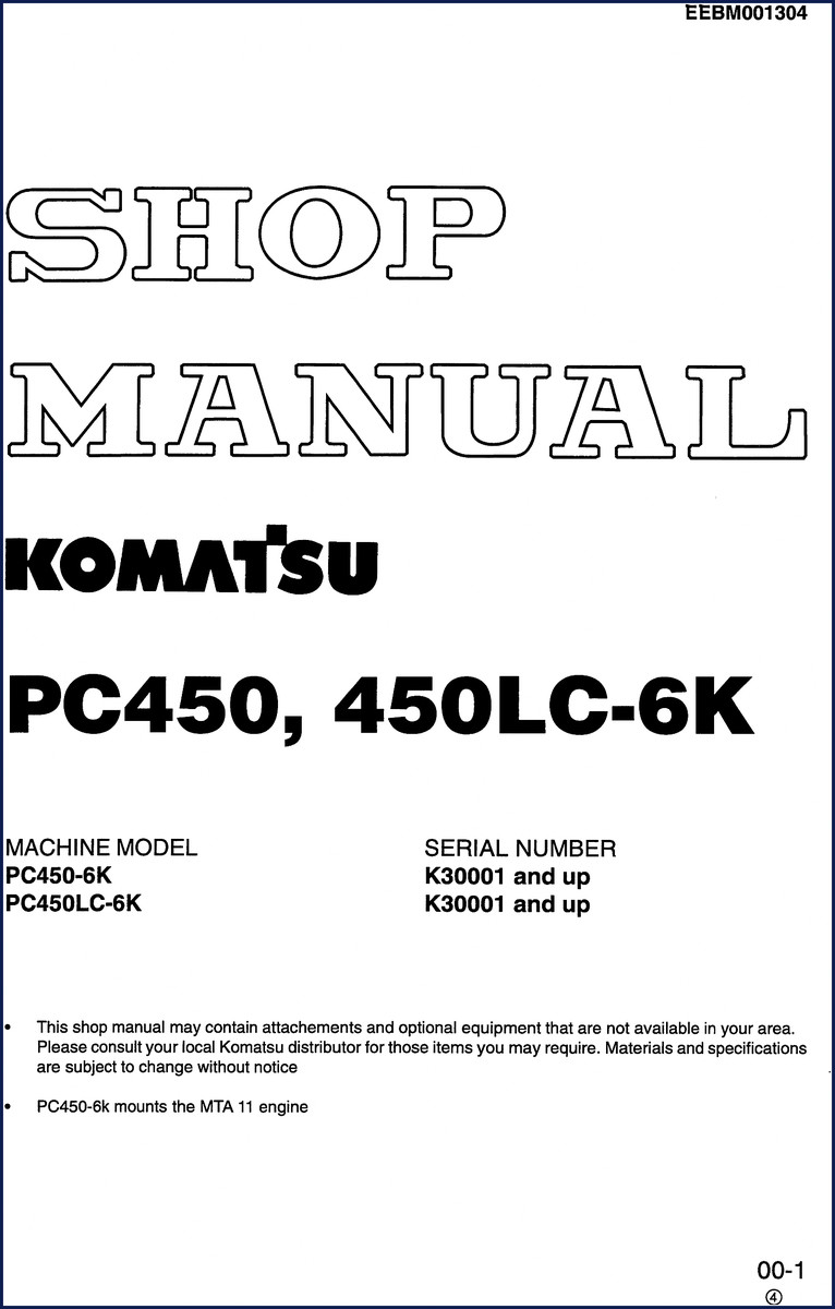 Komatsu PC450 PC450LC Service Manual cover - OEM factory shop manual