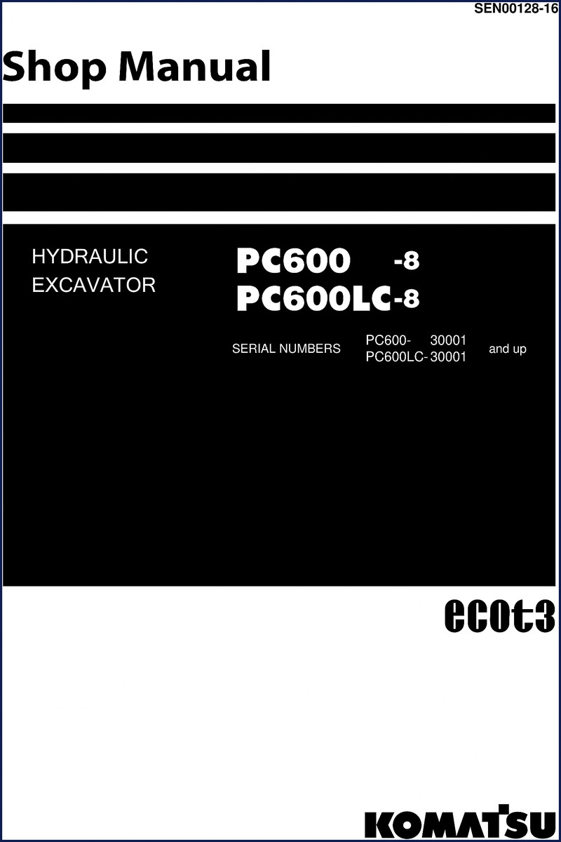 Komatsu PC600-8 PC600LC-8 Workshop Manual cover - OEM factory shop manual