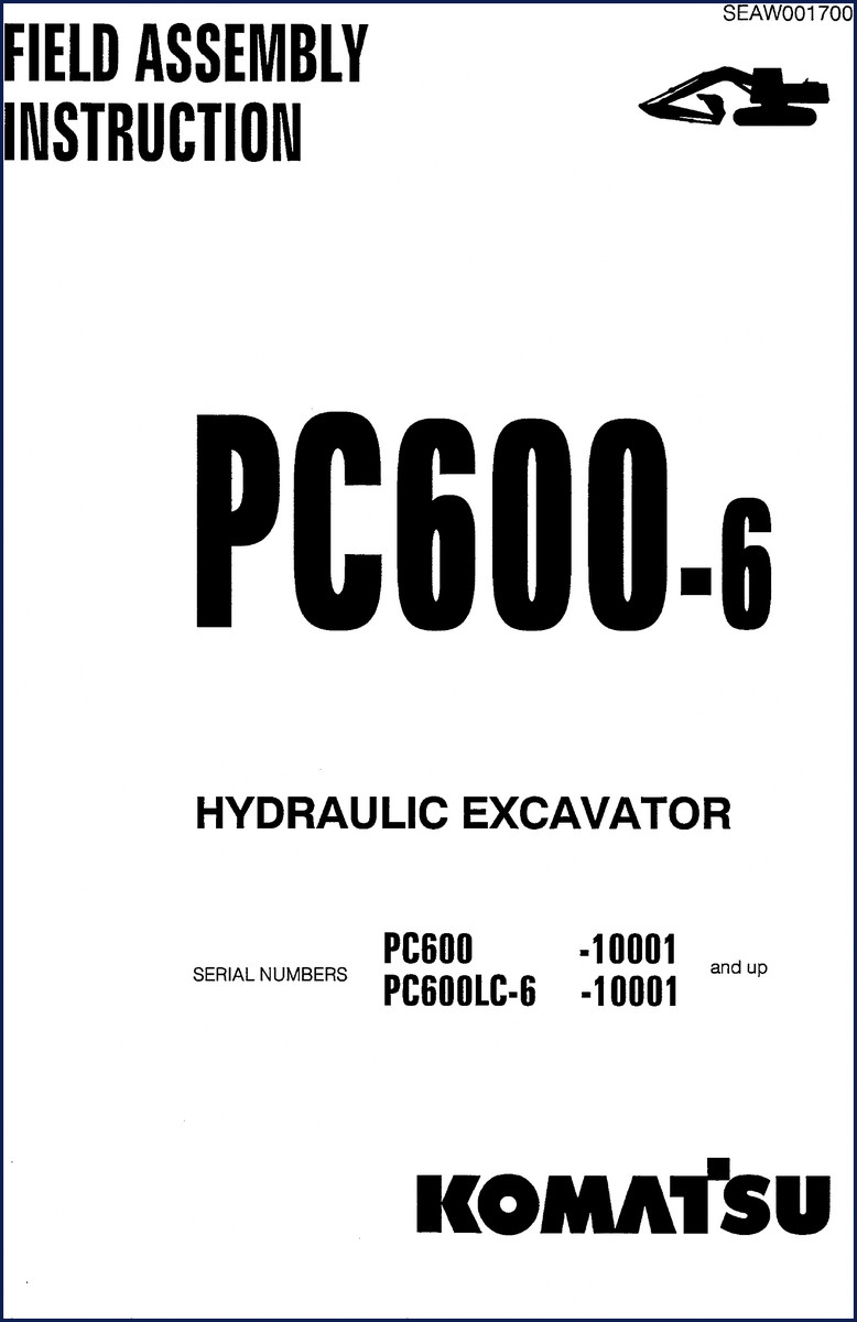 Komatsu PC600 PC600LC Field Assembly Instruction Manual cover page