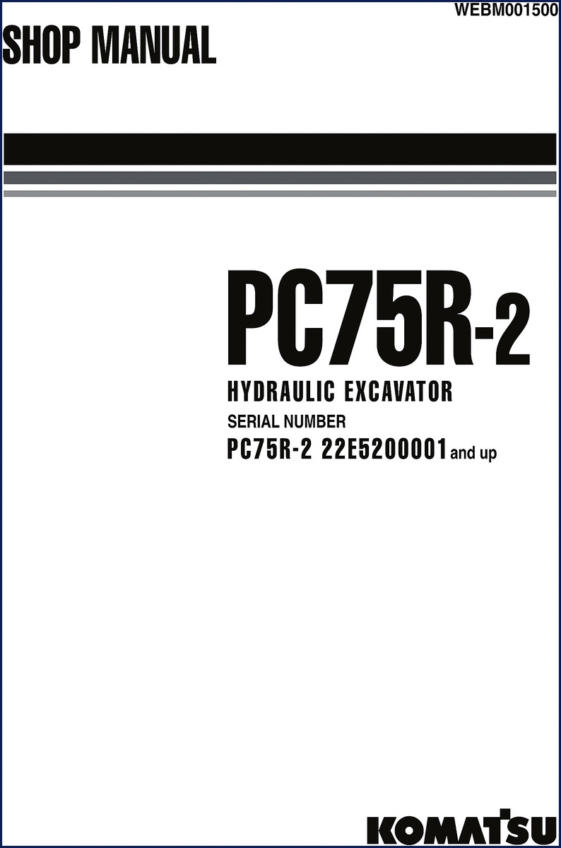 Komatsu PC75R-2 Workshop Manual – factory service manual cover for hydraulic excavator