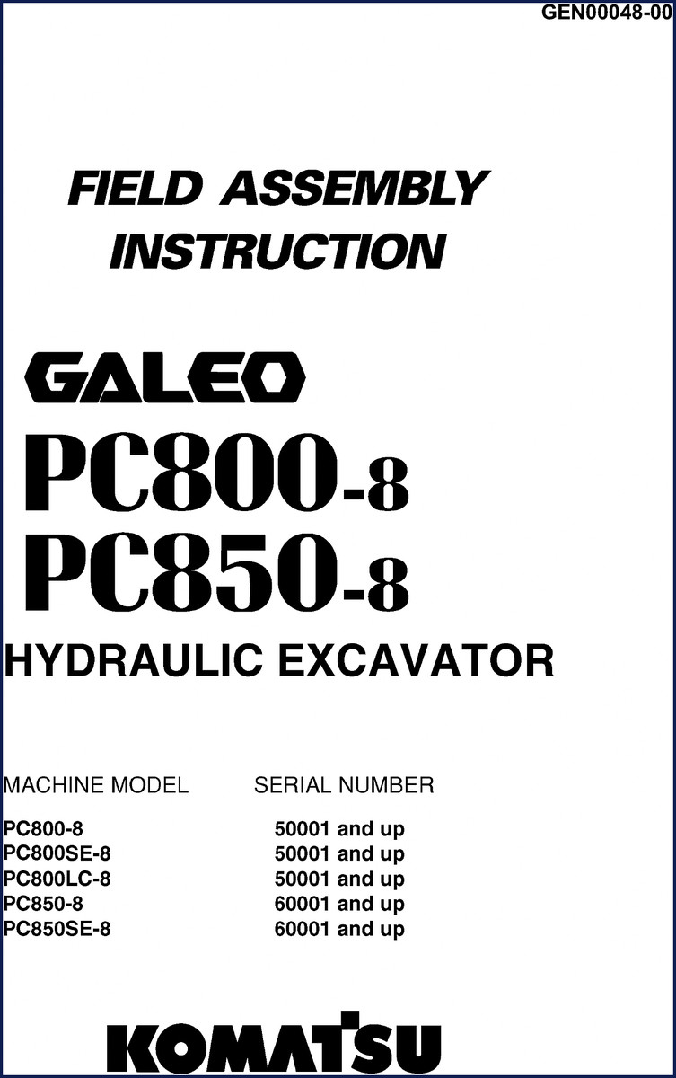 Komatsu PC800-8 field assembly instruction manual cover page