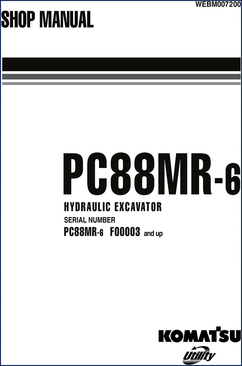 Komatsu PC88MR-6 Workshop Manual cover and title page