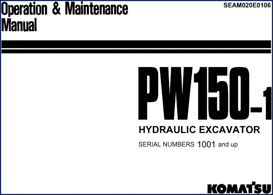 Komatsu PW150-1 Hydraulic Excavator Operator Manual cover - 167 pages OEM