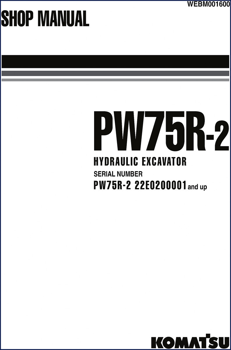 Komatsu PW75R-2 Workshop Manual cover for hydraulic excavator, 464-page OEM document