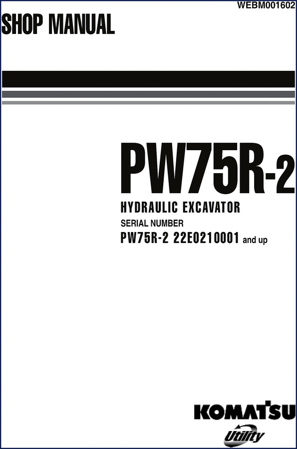 Komatsu PW75R-2 Hydraulic Excavator workshop manual cover - factory OEM document 472 pages