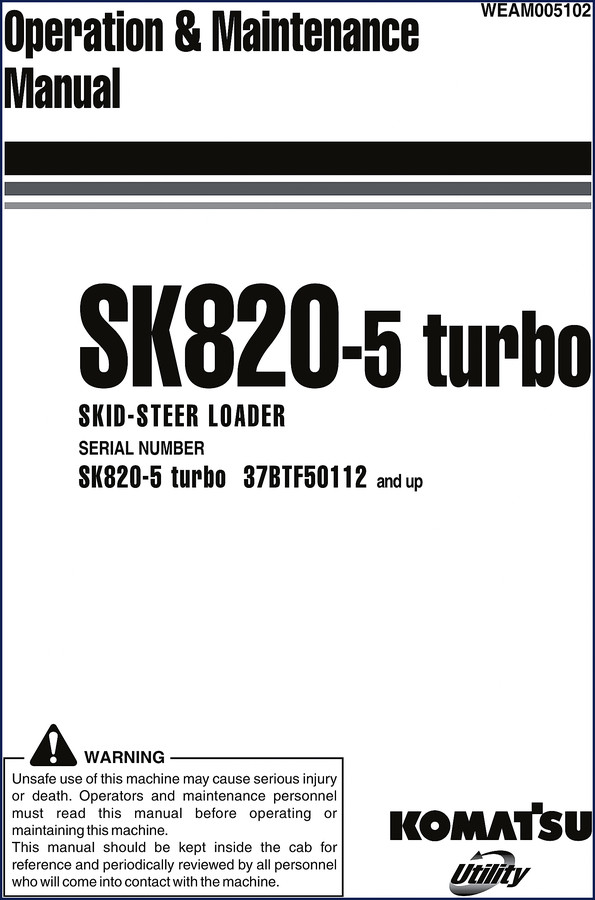 Komatsu SK820-5 Service Manual 244 pages OEM factory repair and maintenance documentation