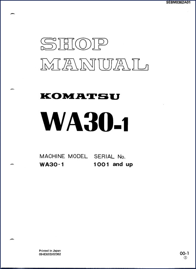 Komatsu WA30-1 workshop manual cover page 179 pages OEM factory documentation