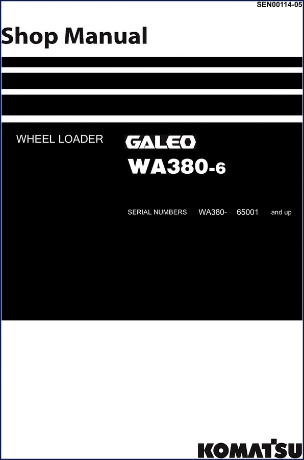 Komatsu WA380-6 2007 Workshop Manual cover – official factory OEM document