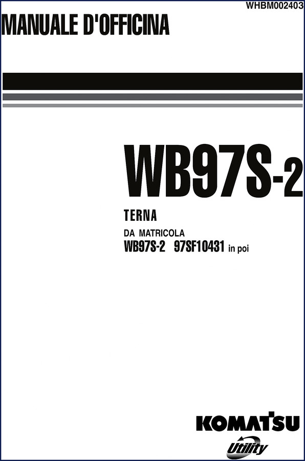 Komatsu WB97S-2 service repair manual cover showing backhoe-loader
