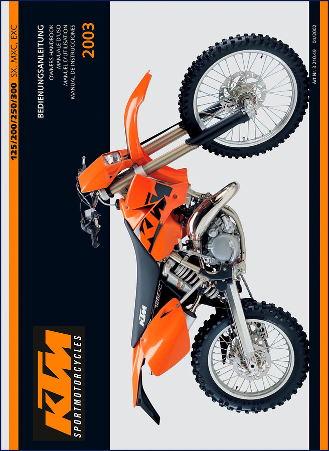 2003 KTM 125 SX 250 SX 200 SX 300 SX 125 EXC User Manual cover page