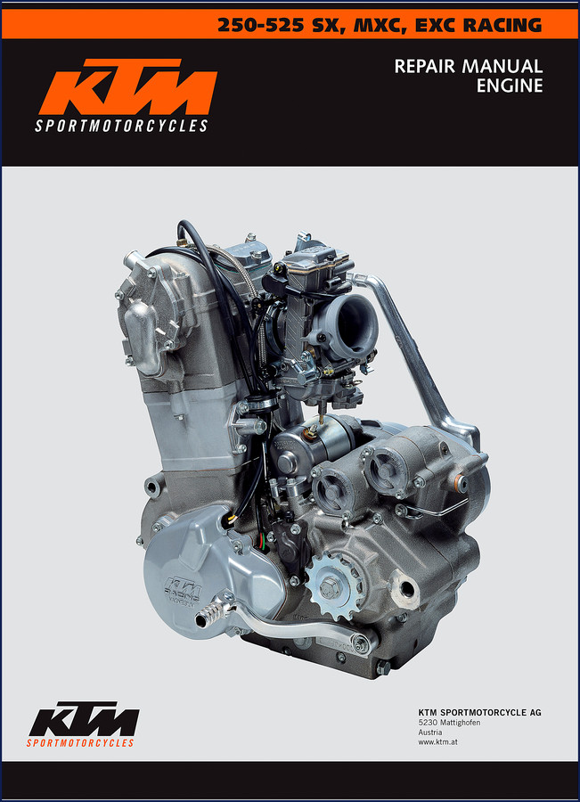 KTM 250 525 SX MXC EXC Engine Repair Manual - 167 pages factory OEM manual cover