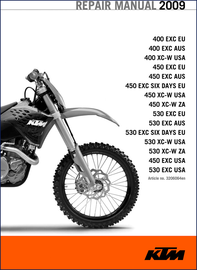 2009 KTM 400 EXC 450 EXC 530 EXC repair manual cover - OEM factory document