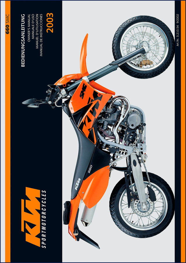2003 KTM 660 SMC owner's manual cover - OEM factory user manual