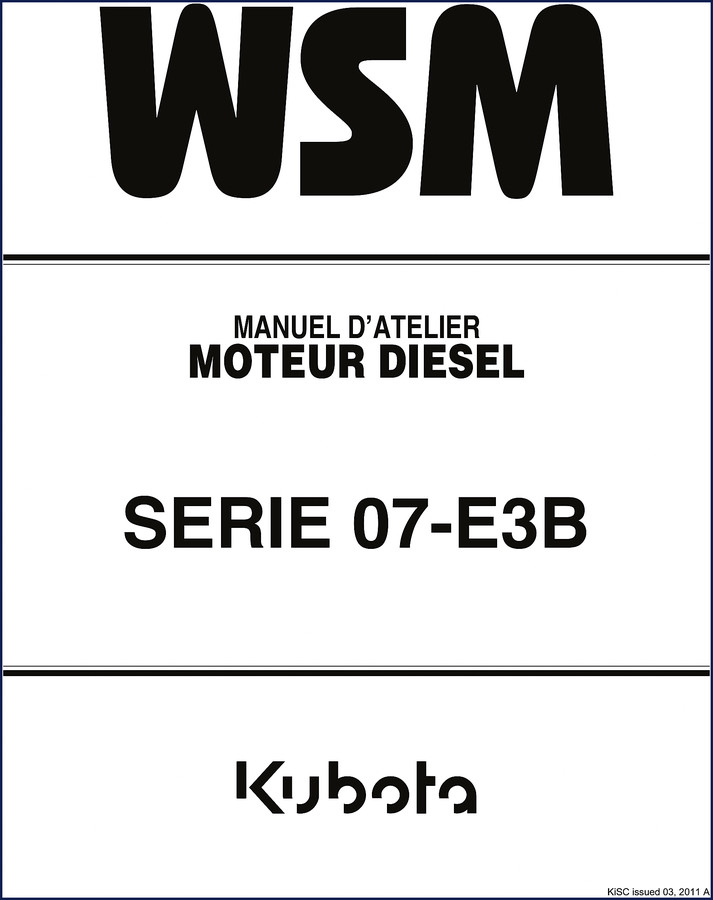 Kubota 07-E3B 2011 Workshop Manual cover - 229 pages diesel engine service repair manual