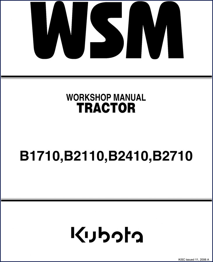 2001 Kubota B1710 B2110 B2410 B2710 factory workshop manual cover