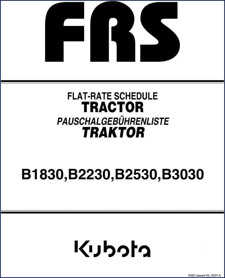 Kubota B1830 B2230 B2530 B3030 Workshop Manual cover page 2007 factory document