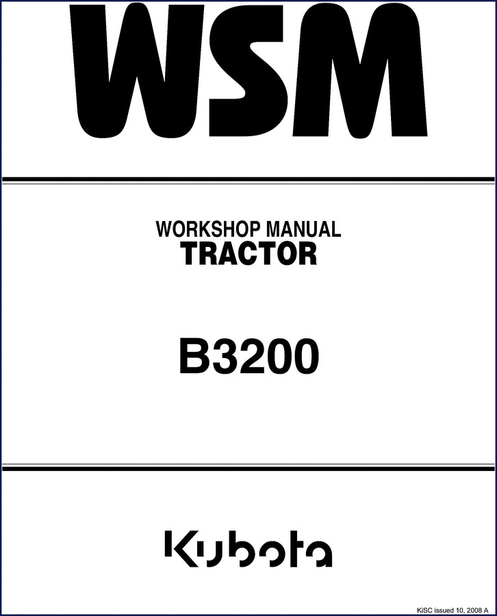 Kubota B3200 2008 Workshop Manual cover page showing tractor and manual title