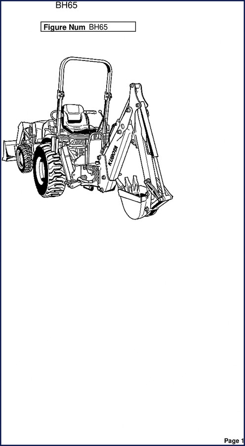 Kubota BH65 Parts Catalog - 76-page OEM factory parts manual cover