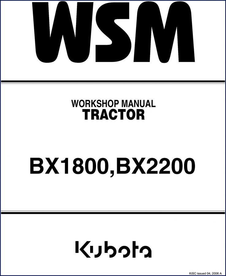 2006 Kubota BX1800 BX2200 Workshop Manual cover