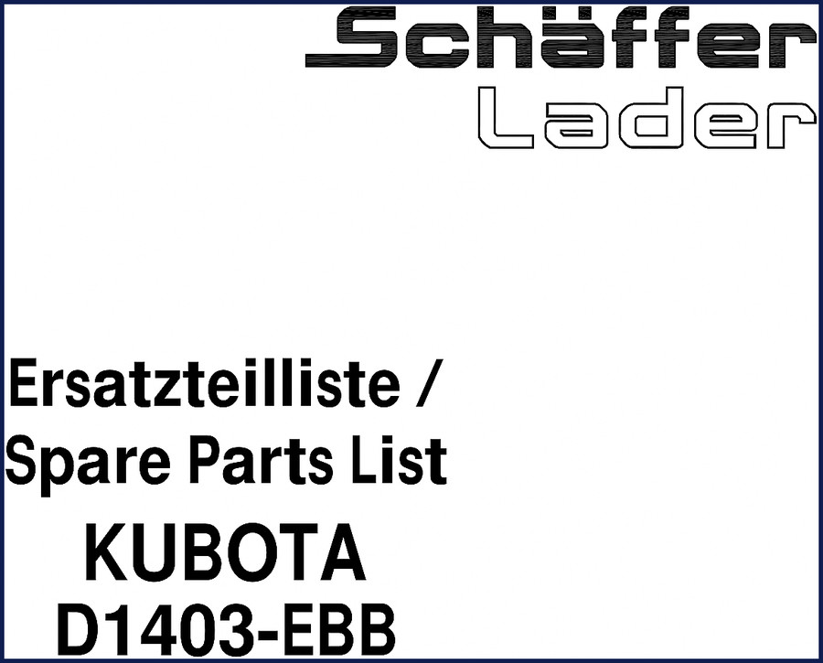 Kubota D1403 2003 Parts Catalog cover showing OEM diesel engine components illustration