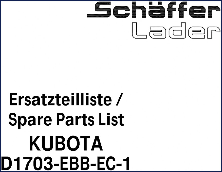 Kubota D1703 1994 Parts Catalog cover page with engine diagram