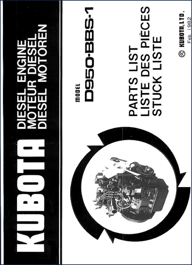 Kubota D950-BBS-1 1982 Parts Catalog - factory exploded diagram page