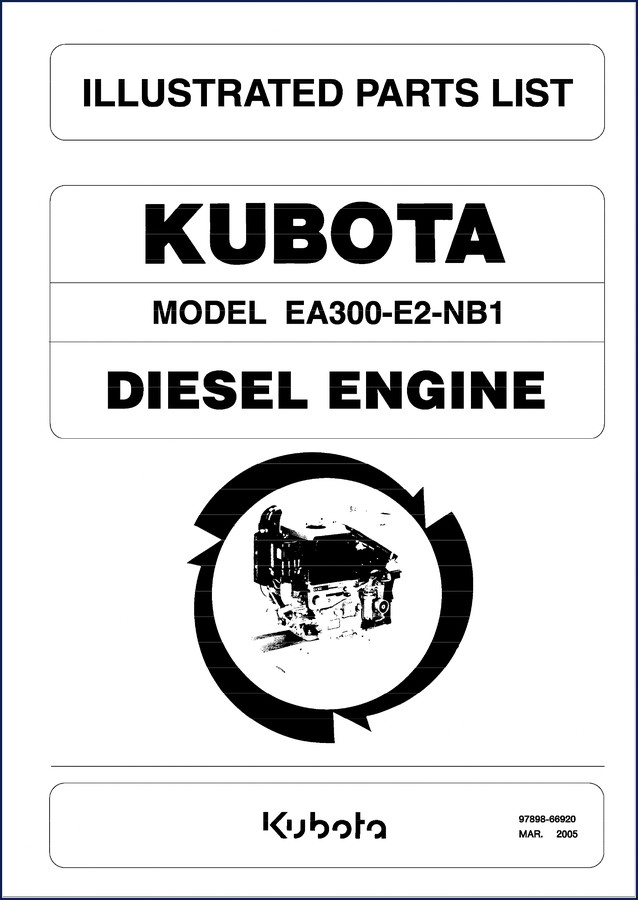 Kubota EA300-E2-NB1 2005 Parts Catalog factory cover page showing model and part number