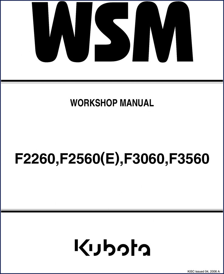 Kubota F2260 F2560 F3060 F3560 2006 Workshop Manual cover – factory OEM document