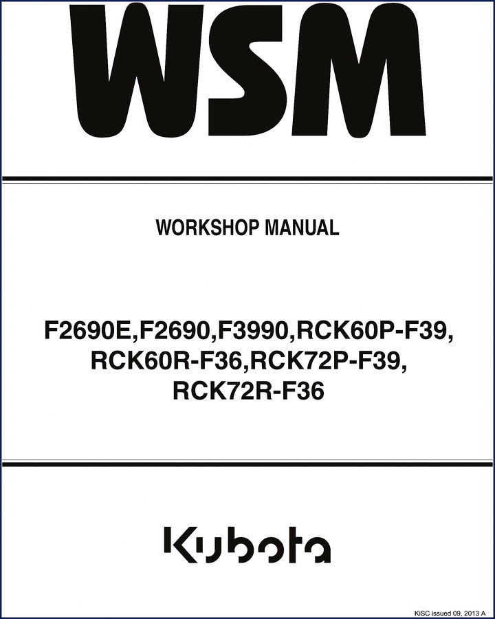 2013 Kubota F2690E workshop manual cover – OEM factory service document