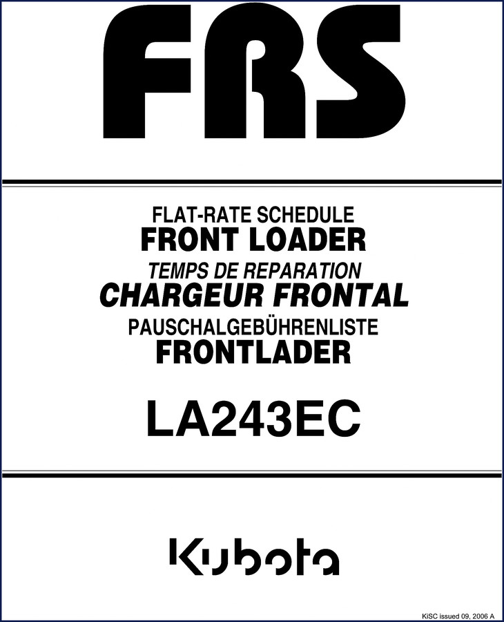 Kubota LA243EC front loader flat-rate schedule manual 2006 cover