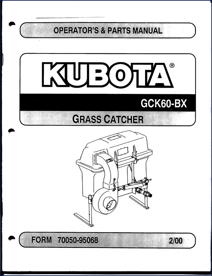 Kubota GCK60-BX Grass Catcher Operators Manual 44 pages cover