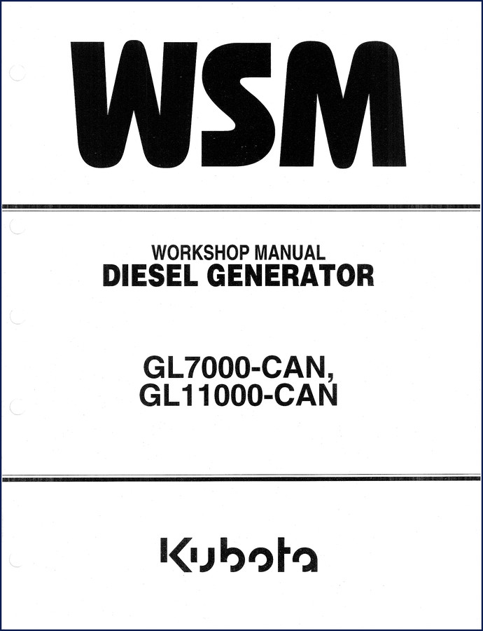 Kubota GL7000 GL11000 Workshop Manual cover showing diesel generator service repair manual