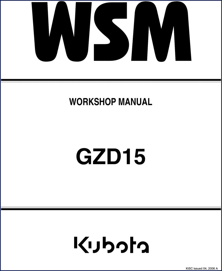 2006 Kubota GZD15 Workshop Manual cover – 271 pages factory service manual