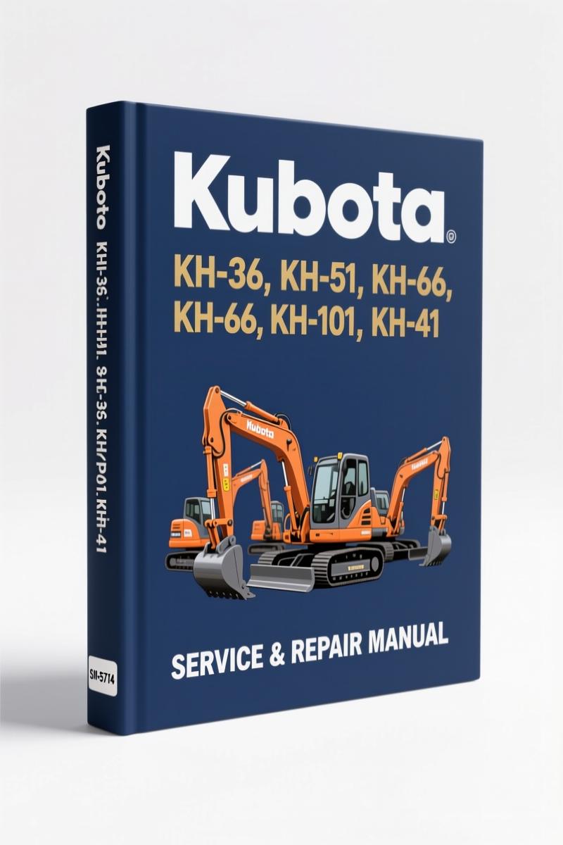 Kubota KH-36 KH-51 KH-66 KH-101 KH-91 workshop manual cover showing excavator models