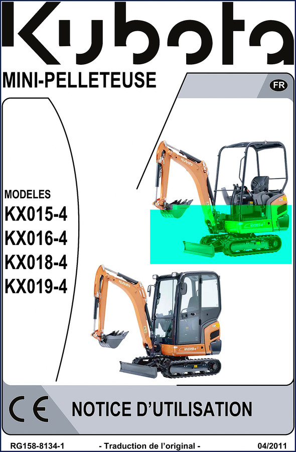 Kubota KX015-4 KX016-4 KX018-4 KX019-4 2011 user manual cover