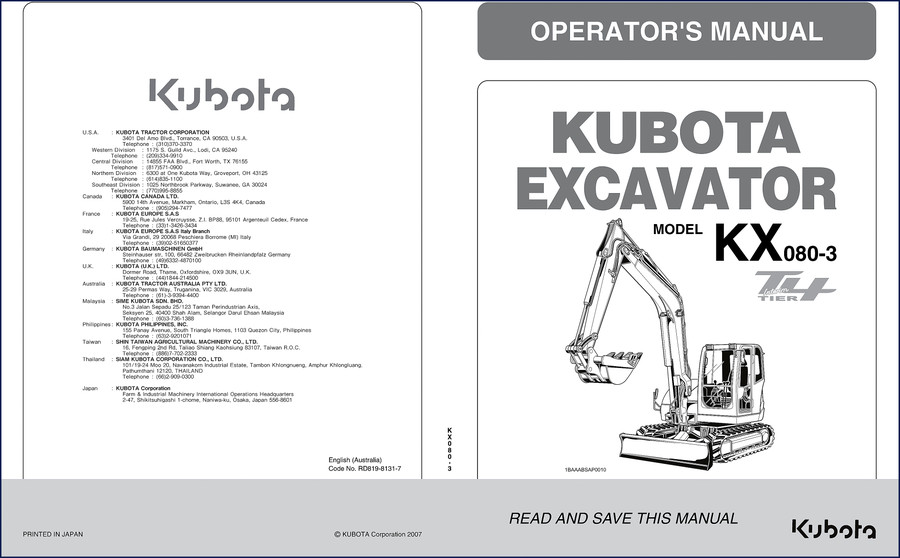 Kubota KX080-3 excavator workshop manual cover – 984 pages official factory service guide