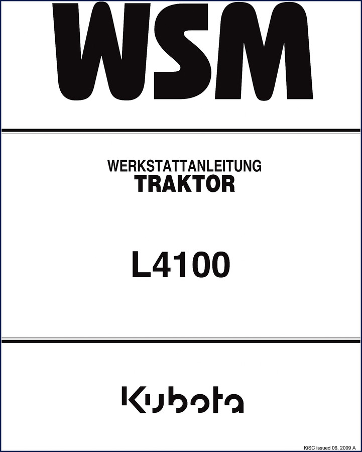Kubota L4100 2009 Workshop Manual cover