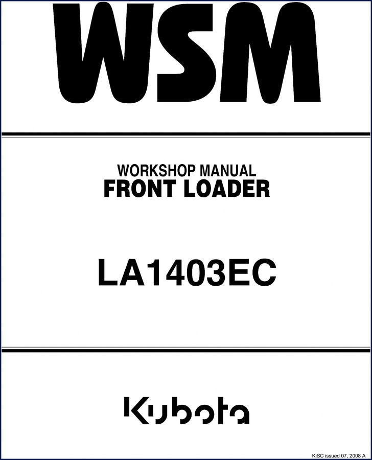 Kubota LA1403EC 2008 service manual flat-rate schedule cover page showing front loader