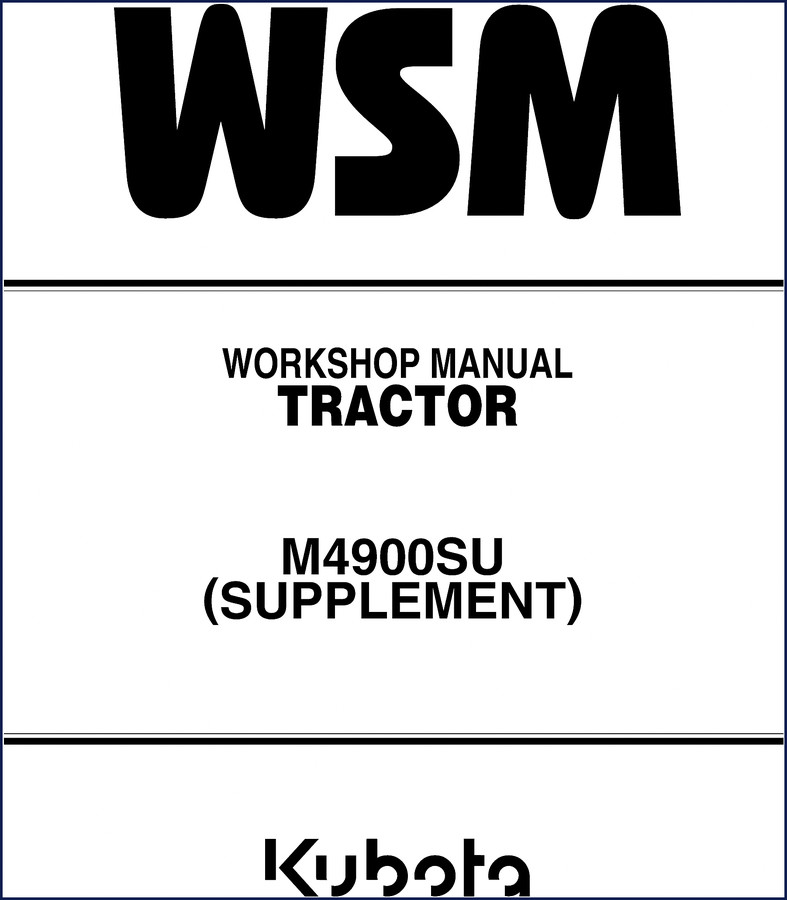 Kubota M4900SU Workshop Manual cover page showing factory supplement for tractor repair