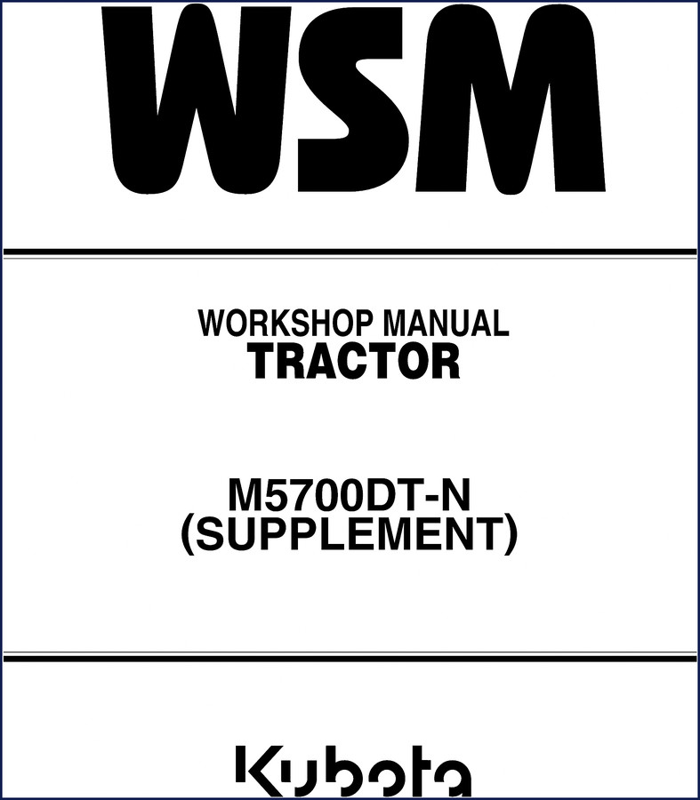 Kubota M5700DT-N Workshop Manual cover page