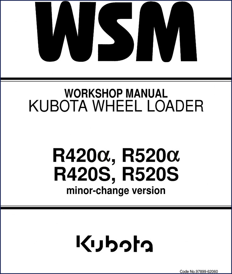 Kubota R420α R520α R420S R520S Workshop Manual cover – 820 pages OEM factory service manual
