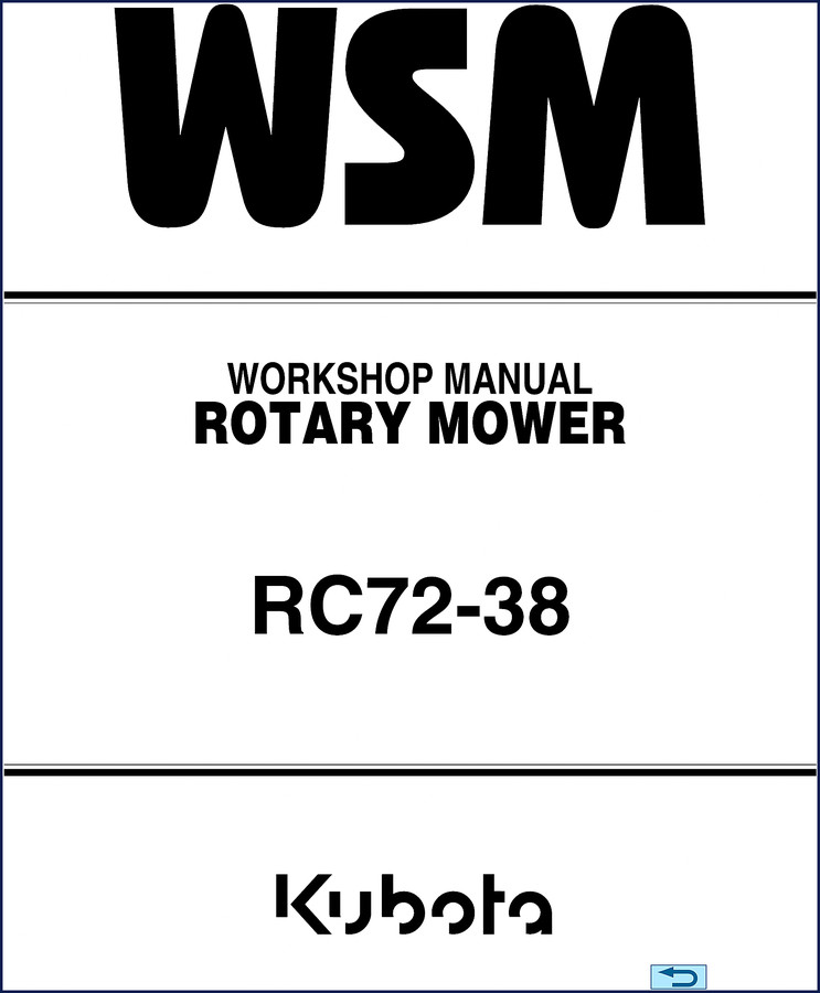 Kubota RC72-38 Workshop Manual cover – factory rotary mower service document 40 pages