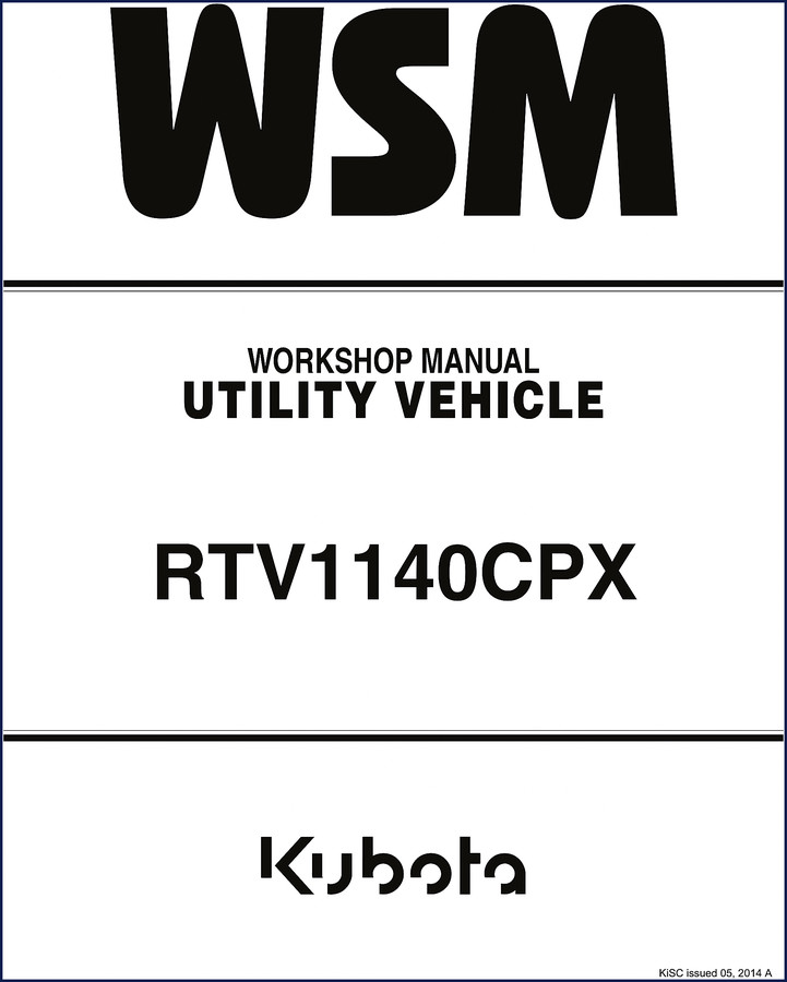 Kubota RTV1140CPX 2009 Workshop Manual front cover