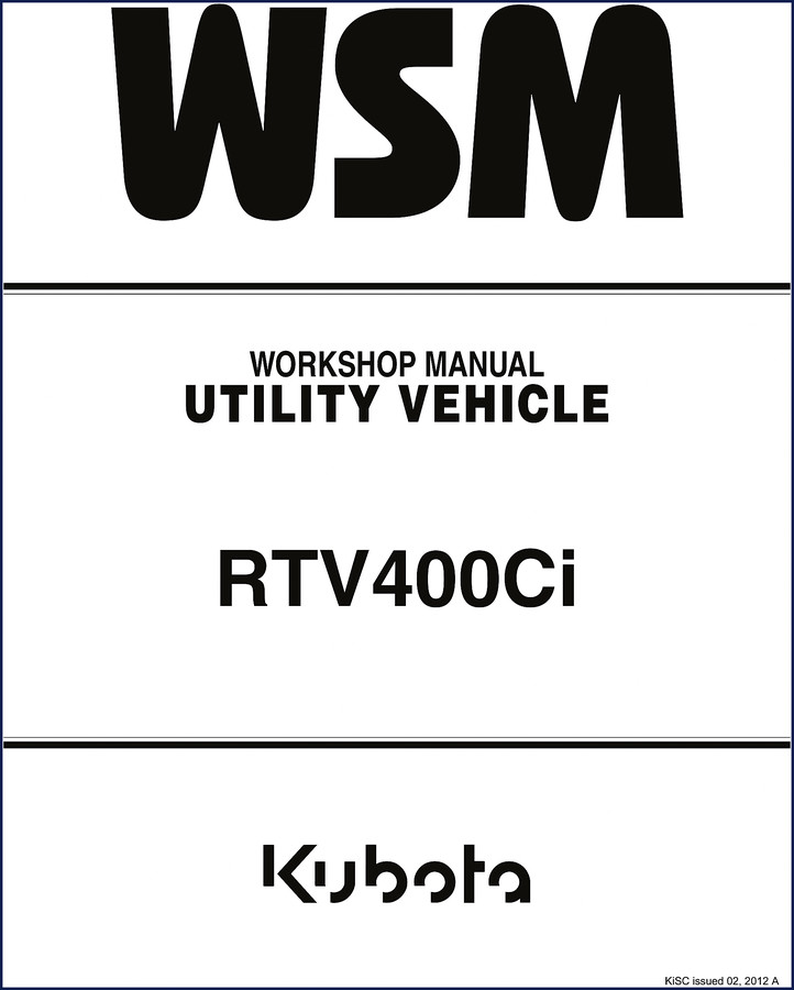 Kubota RTV400Ci 2012 Workshop Manual cover page showing utility vehicle